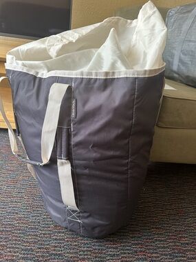 Cream & Charcoal Gray Canvas Laundry Tote